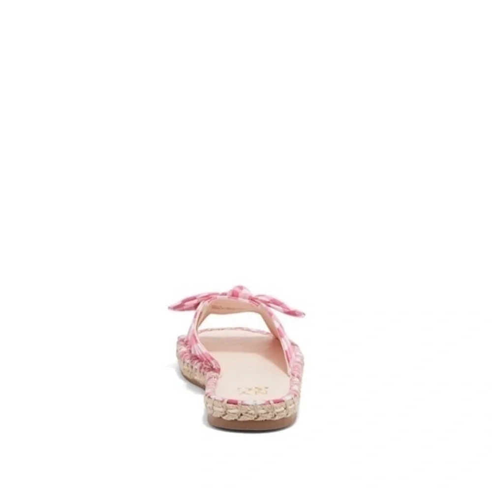 Tan Checked Slide Sandals​
